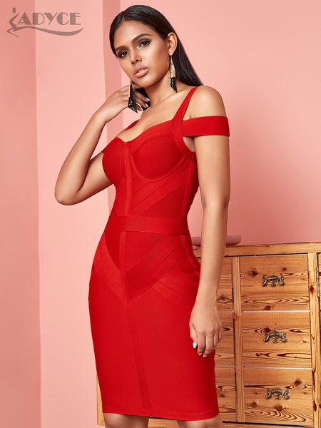 Trendy Red Bandaged Mini Party Dress