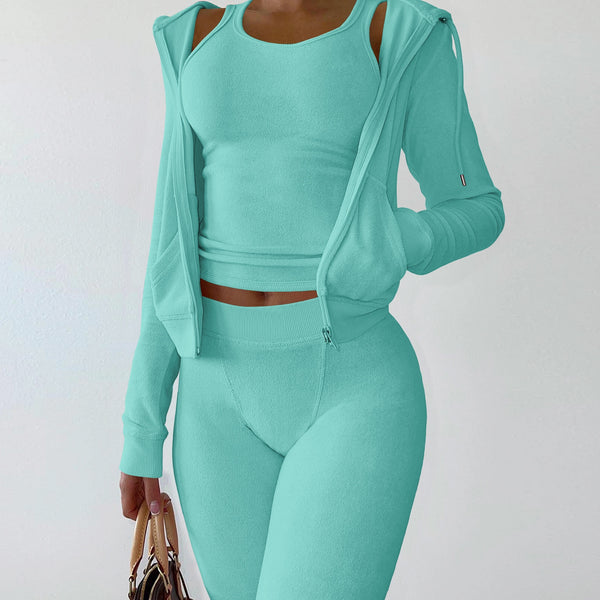 Trendy Two Piece Sweatsuit  With Hoodie