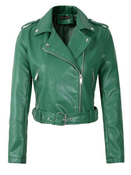Trendy Solid Color Asymmetrical Leather Jacket