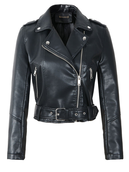 Trendy Solid Color Asymmetrical Leather Jacket