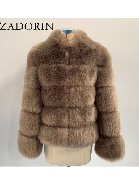 Trendy Faux Fur With Collar Winter Coat