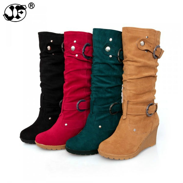 Trendy Casual Wedge Buckle Boots