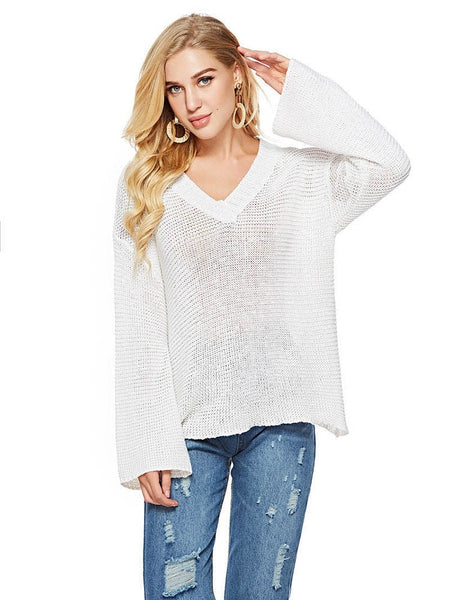 Trendy Loose Knitted Hollow Out Sweater