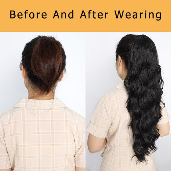 Trendy 26 Inches Long Body Wave Clip In Ponytail