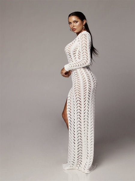 Trendy Knitted Long Crochet Dress