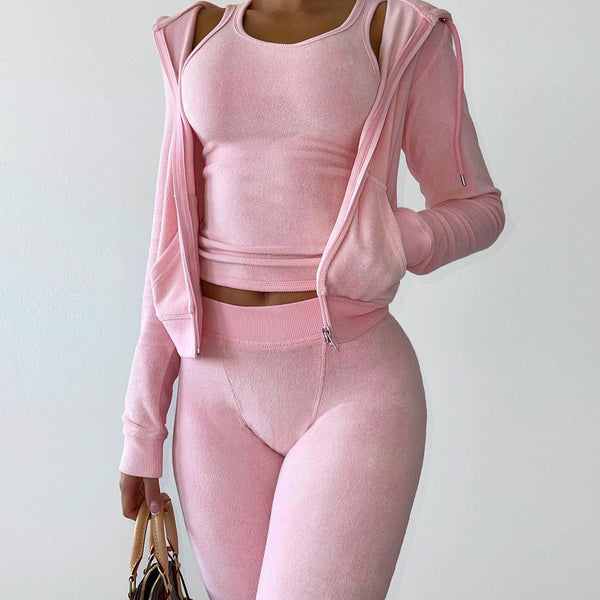 Trendy Two Piece Sweatsuit  With Hoodie