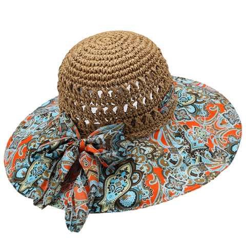 Trendy  Bohemian Beach Tie Dyed Straw Hat