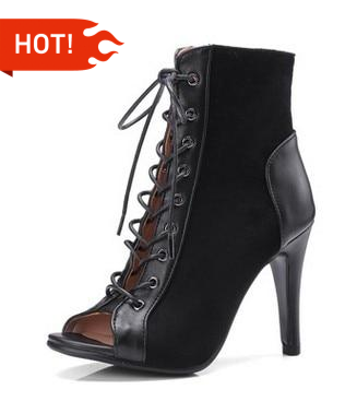 Trendy Open Toe Comfortable High Heel Lace-Up Ankle Boots