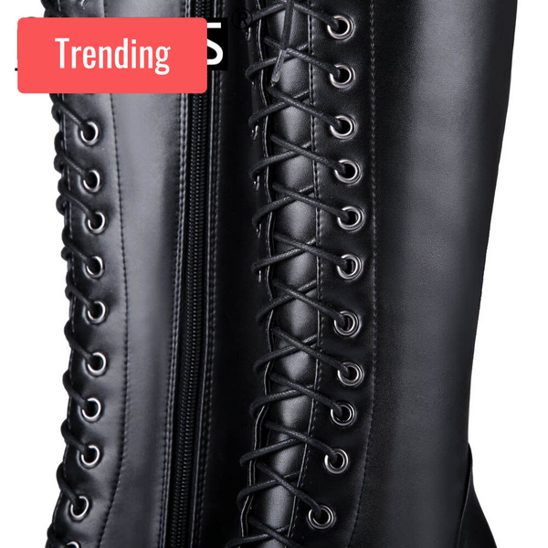 Trendy Mid Calf Pinted Toe Leather Boots