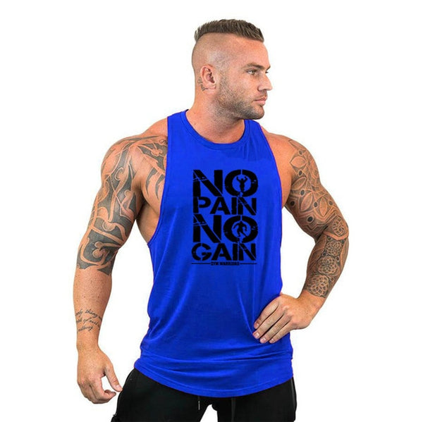 Trendy No Pain No Game Cotton Sleeveless Hooded Tank Top