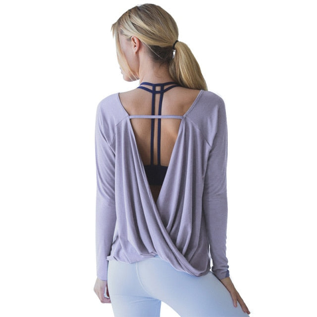 Trendy Yoga Hollow Out Long Sleeve Fitness Shirt