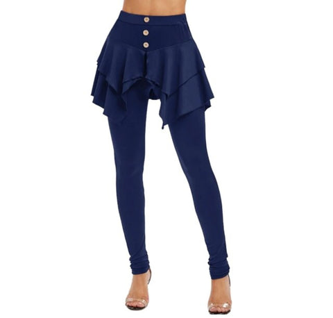 Trendy One Piece Fashion Leggings with Attached Skirt