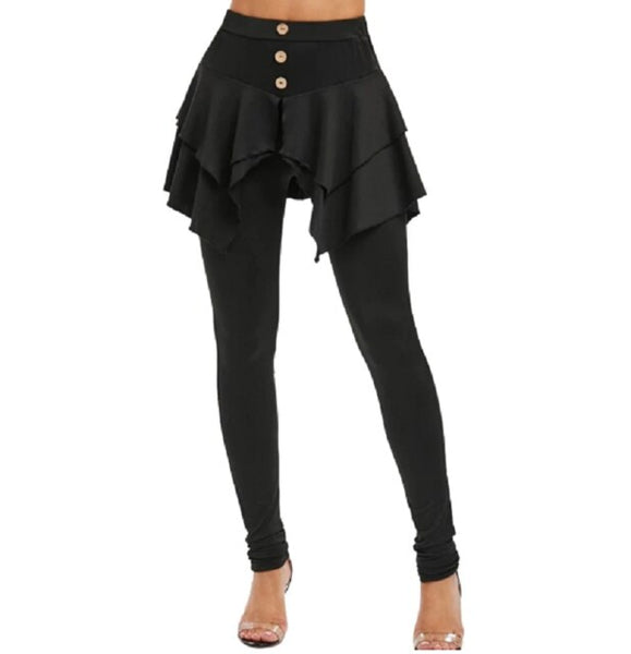 Trendy One Piece Fashion Leggings with Attached Skirt