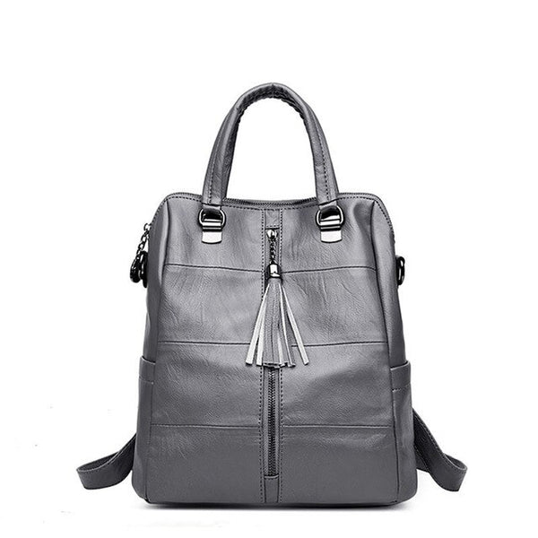 Trendy 3-in-1 Women Leather Preppy Backpack