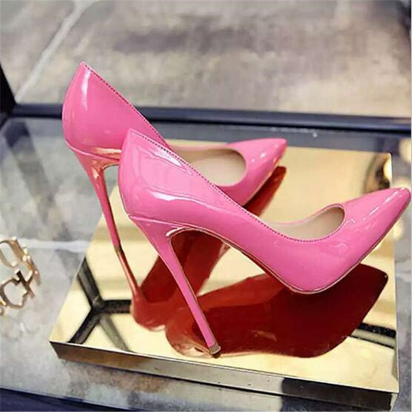 Trendy Classy Pointed Toe Patent Leather High Heels Shoes