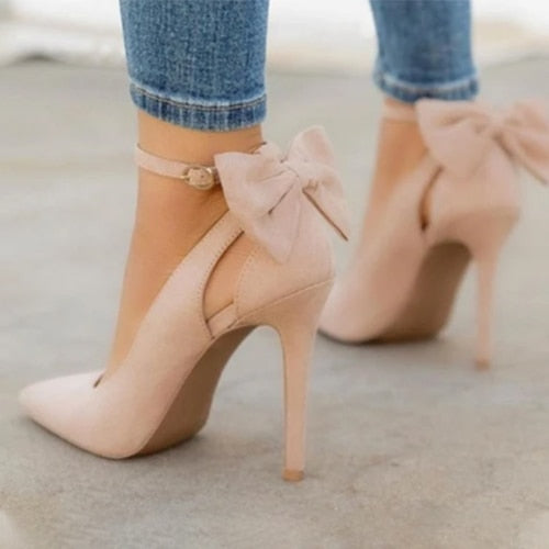 Trendy Pointed Toe Buckle Strap Bowknot High Heel