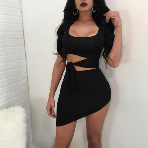 Trendy High Waist Sexy hollow Out Party Dress