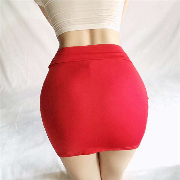 Trendy Sexy Spandex Mini High Waist Skirt