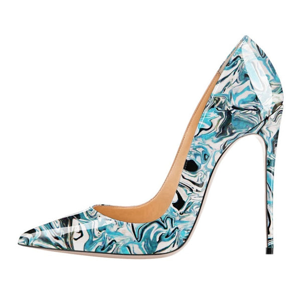 Trendy Pointed Toe Color Print High Heels