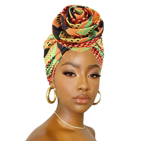 Trendy Casual African Print Satin Hair Scarf