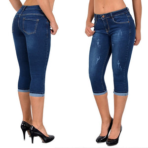 Trendy Capri Denim High Waist Stretch Jeans