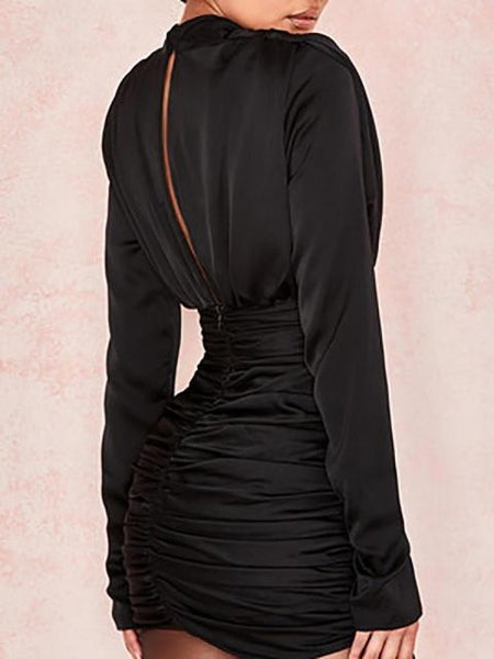 Trendy Elegant Long Puff Sleeve Mini Dress