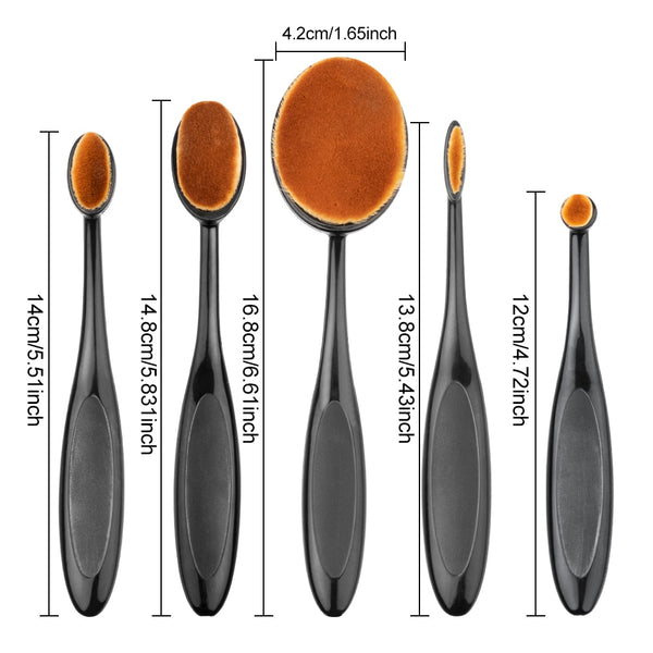 Trendy 5Pcs Oval Nylon Foundation Blending Brushes