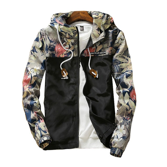 Trendy Floral Sleeve Casual Zipper Jacket