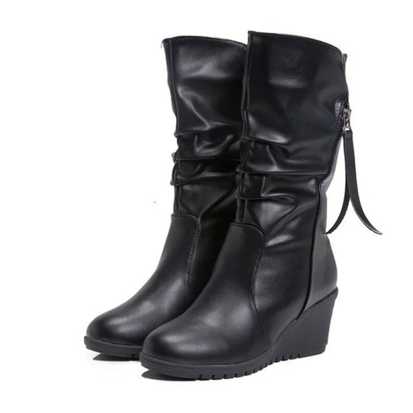 Trendy Mid Calf High Wedge Boots