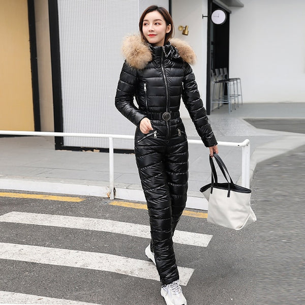 Trendy Hooded Puffy Jumpsuit With Zipper