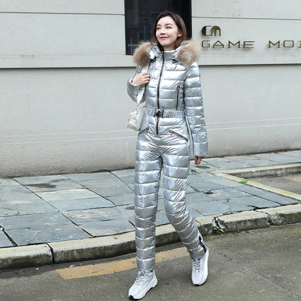 Trendy Hooded Puffy Jumpsuit With Zipper