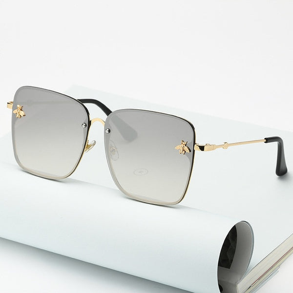 Trendy Oversized Rimless Square Sunglasses
