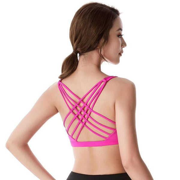 Trendy Crossed Strapped Fitness Push Up Bra
