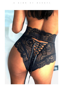 Trendy Seductive High Waist Lace Up Hollow Out Thong Lingerie Panties