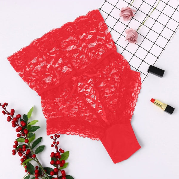 Trendy Seductive High Waist Lace Up Hollow Out Thong Lingerie Panties