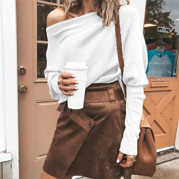 Trendy Off the Shoulder Long Sleeve Casual Top