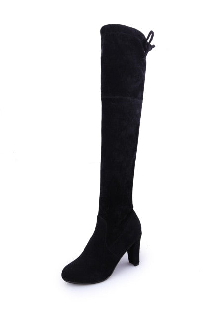 Trendy Faux Suede Slim Sexy Over The Knee  Boots
