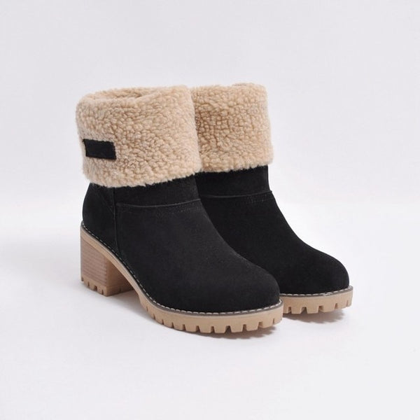 Trendy Fold Down Wool Ankle Boots