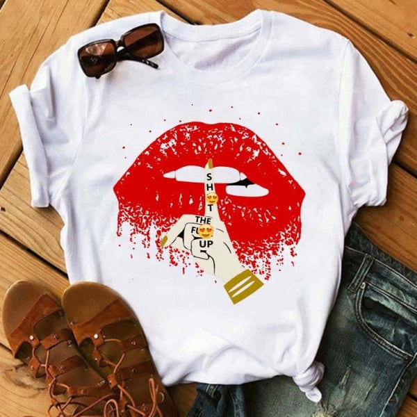 Trendy Love Lips Casual T-Shirts Tees