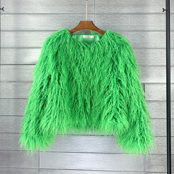 Trendy Colorful Boho Shaggy Fur Coat
