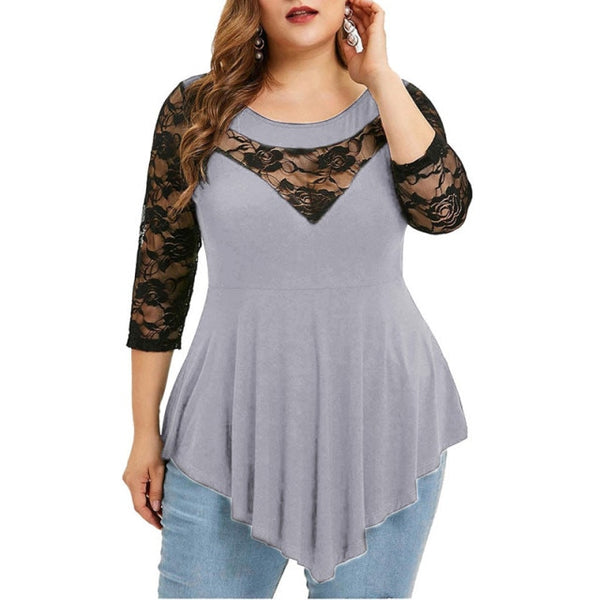 Trendy Casual Half Sleeve Lace Tunic Blouse