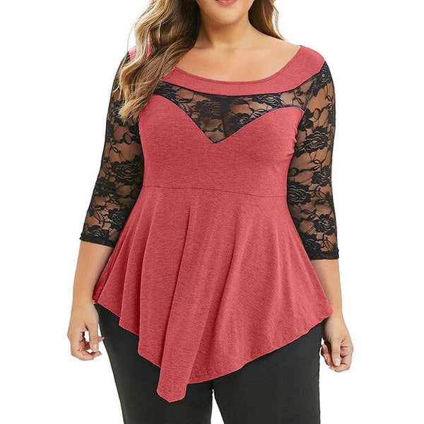 Trendy Casual Half Sleeve Lace Tunic Blouse