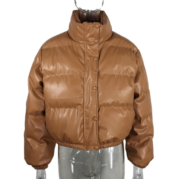 Trendy Puffy Fashion Leather Coat