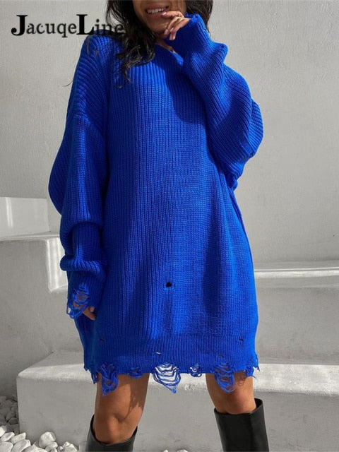 Trendy Oversized Elegant Knitted Sweater Dress