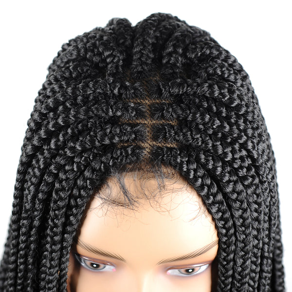 Trendy 30 INCH Ombre Brown Box Braided Lace Wigs With Baby Hair