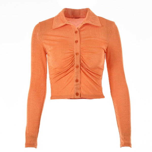 Trendy Ruched Cropped Blouse