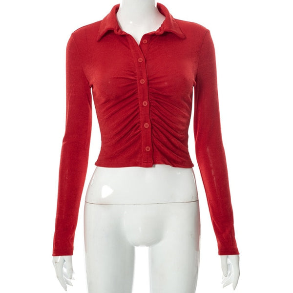 Trendy Ruched Cropped Blouse